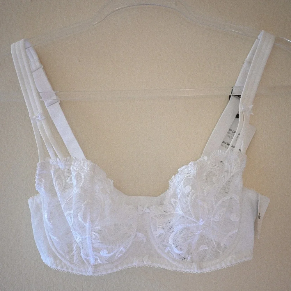NWT Aubade Paris Floral Lace Underwire Bra White 30E